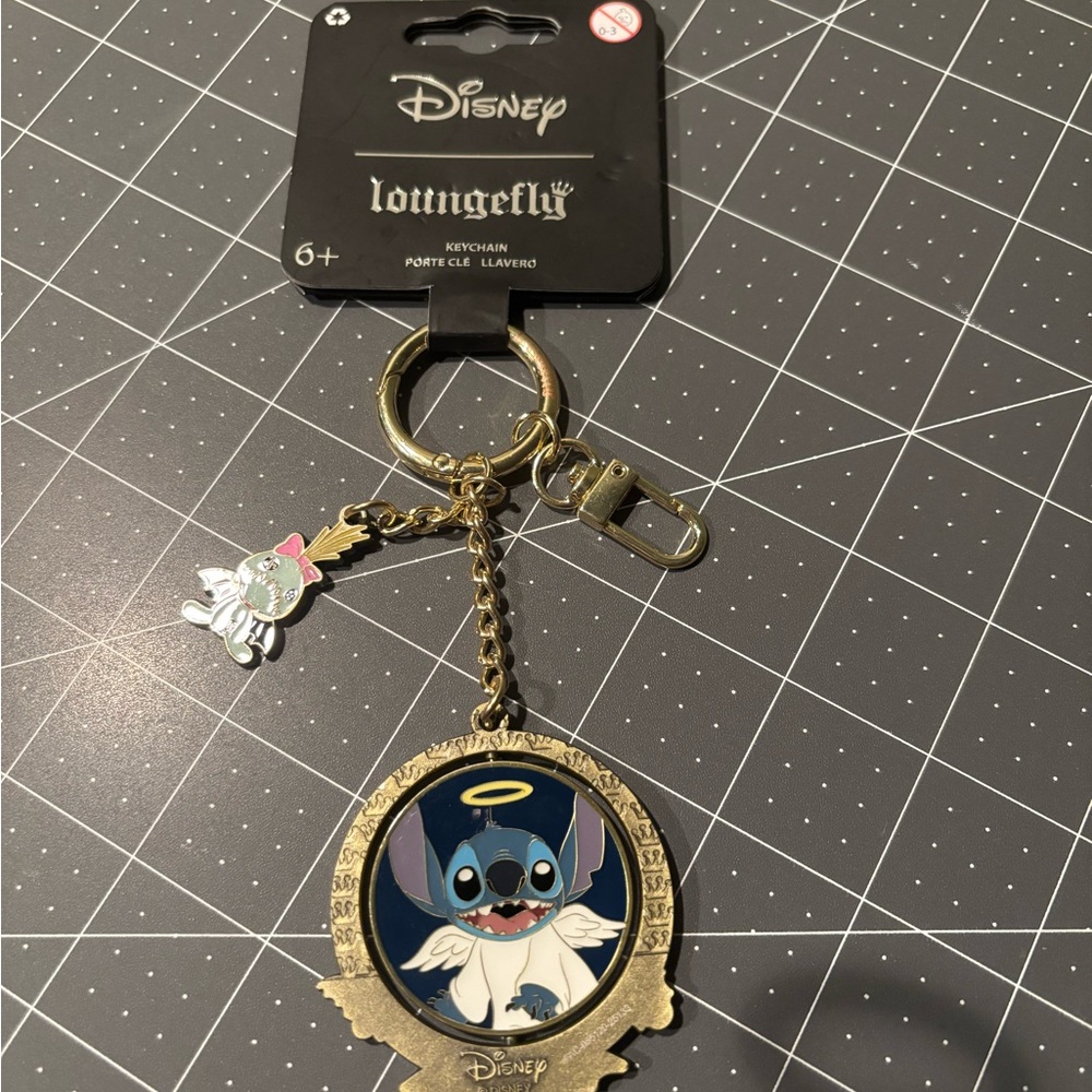 Disney Lilo & Stitch Gold Keychain  Loungfly. New. Angel and devil